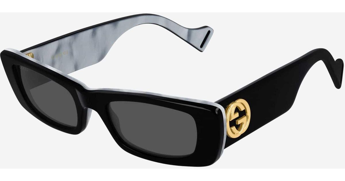 Gucci Black Micro Rectangular Female Sunglasses | Lyst