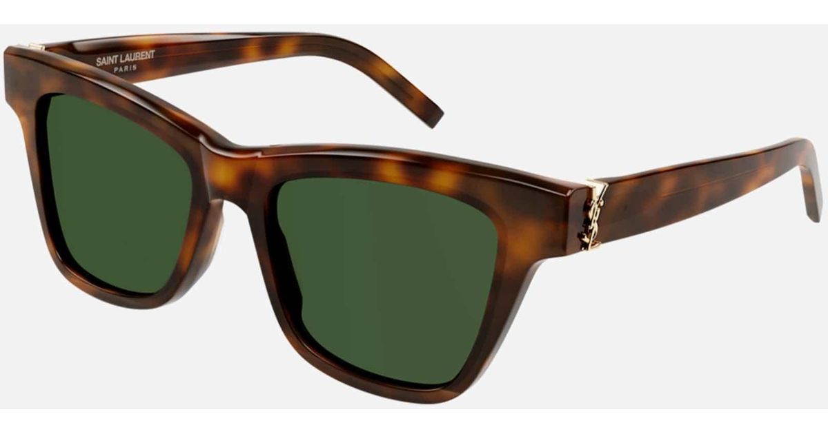 Saint Laurent Cat Eye Ysl Havana Sunglasses in Green Lyst