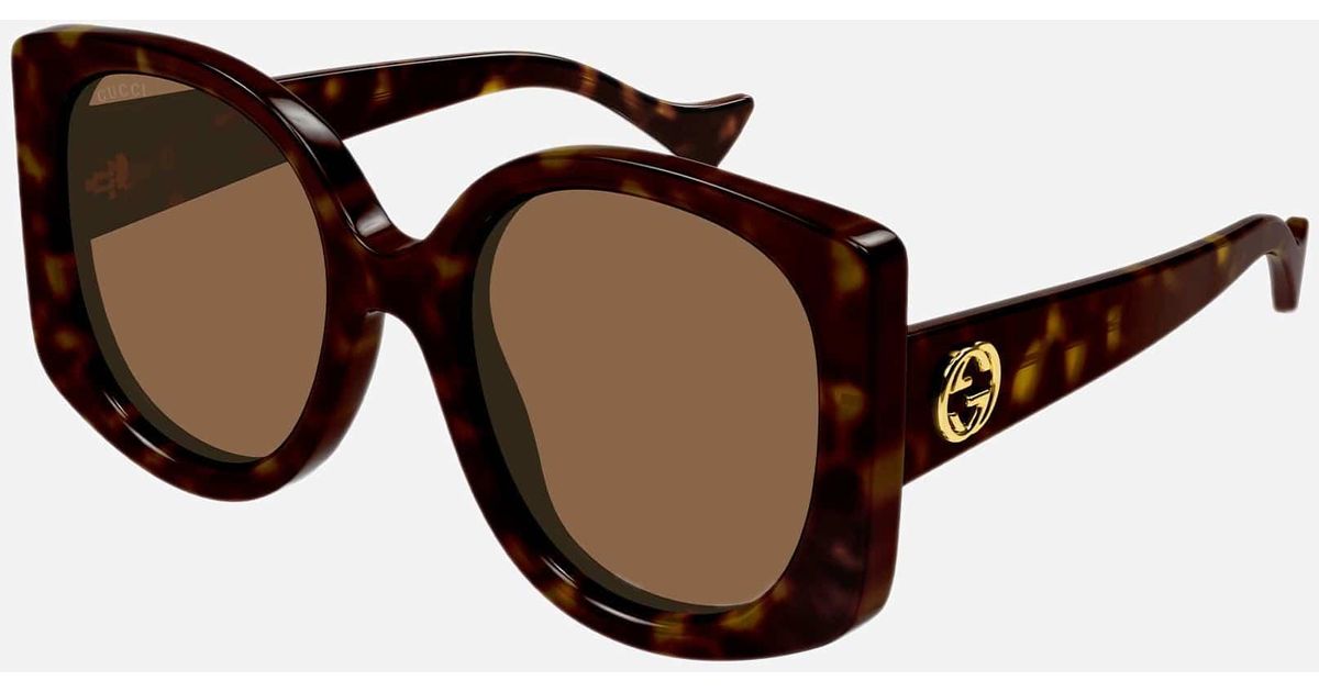 Gucci GG1257s Oversized Butterfly Havana GG Sunglasses in Brown | Lyst