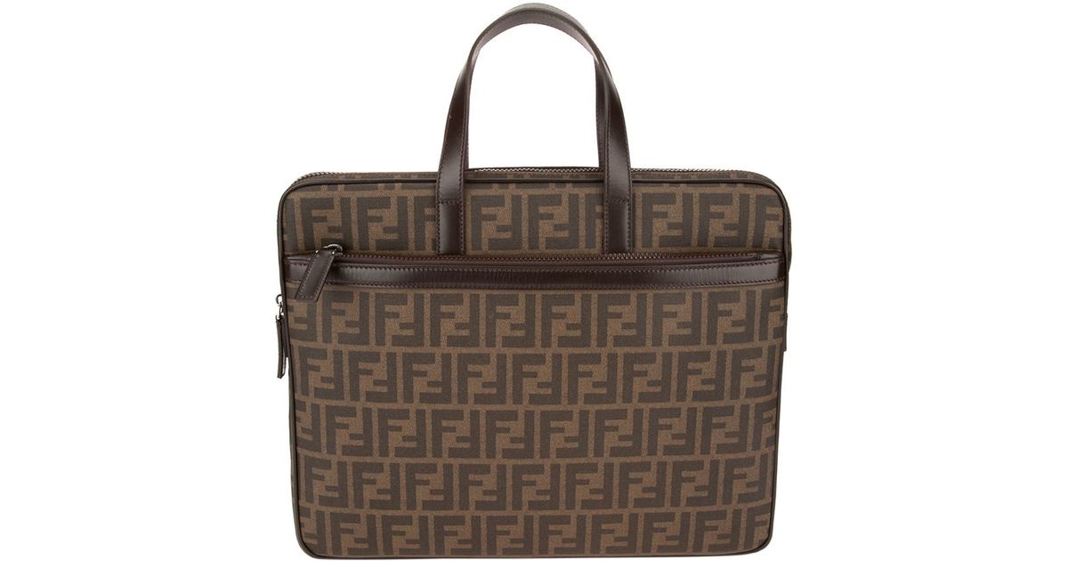 Fendi 'zucca' Briefcase in Brown for Men - Lyst