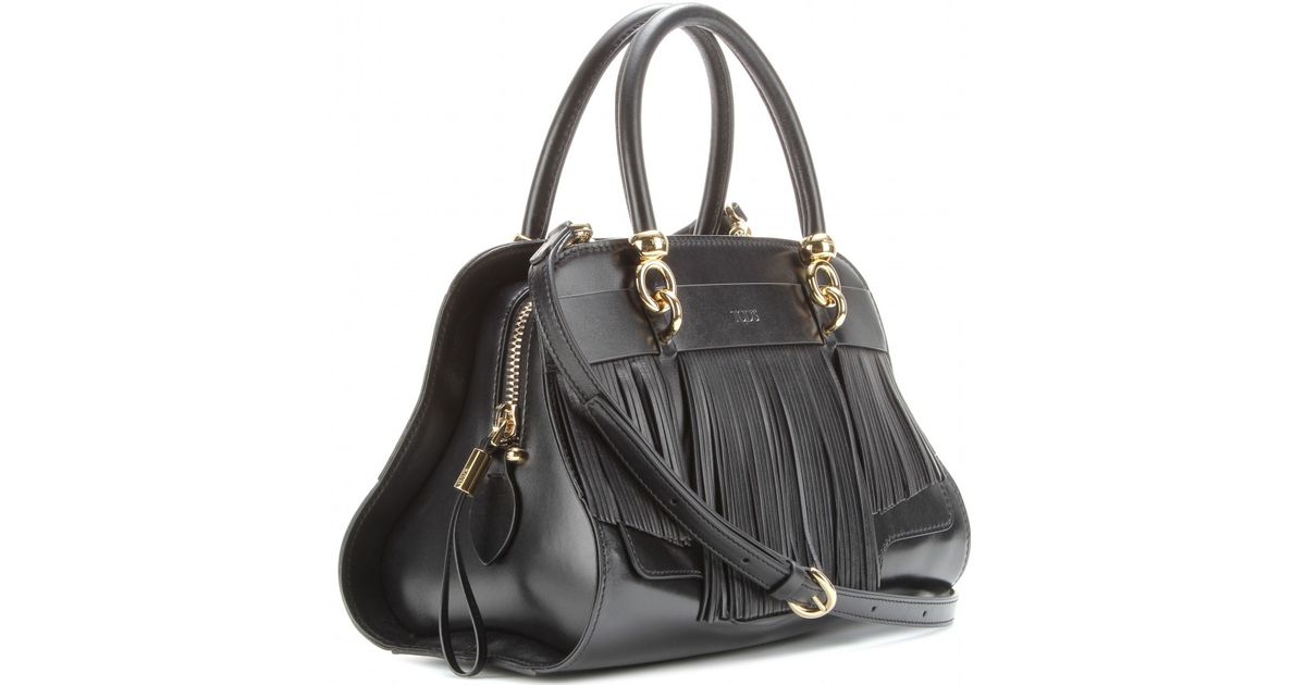 Tod's Sella Bauletto Piccolo Leather Shoulder Bag in Black Lyst