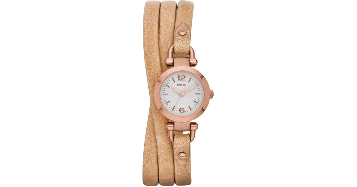 Fossil Womens Georgia Sand Leather Wrap Strap Watch 21mm In Metallic Lyst - Fossil Double Wrap Leather Watch Fossil Womens Georgia Sand Leather Wrap Strap Watch 21mm In Metallic Lyst - Fossil Double Wrap Leather Watch