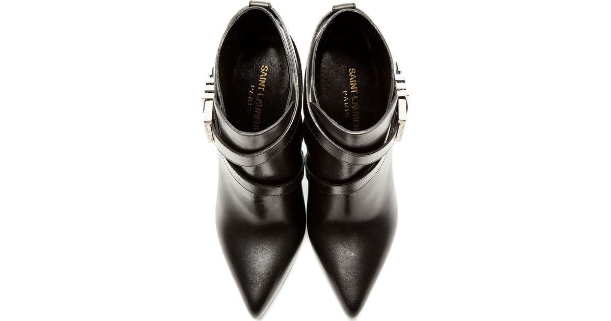 saint laurent black suede ankle boots