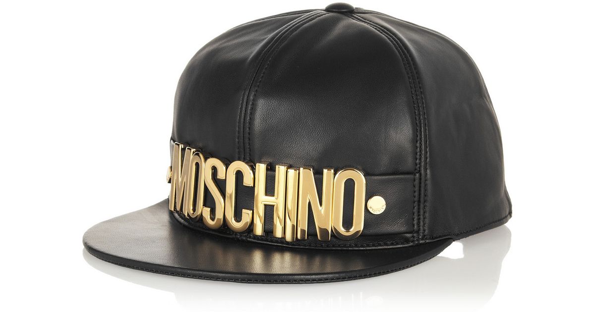 Moschino Embellished Leather Cap in 