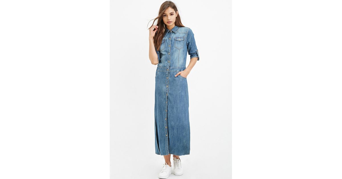maxi denim shirt