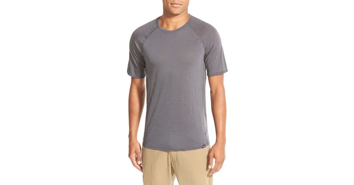 Patagonia Base Layer Merino Wool Blend Performance Tshirt in Gray for
