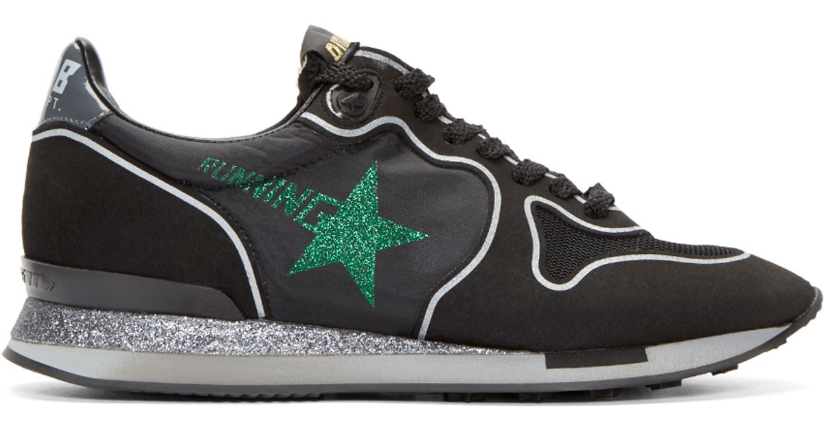 Golden Goose Black & Glitter Running Sneakers Lyst