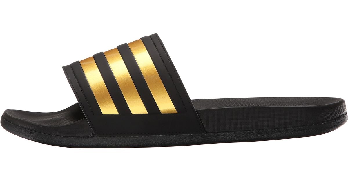 adidas slippers black and gold