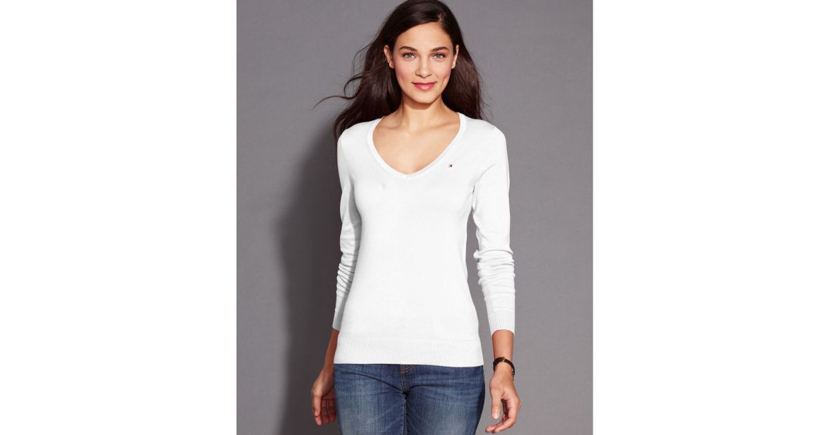 tommy hilfiger v neck long sleeve