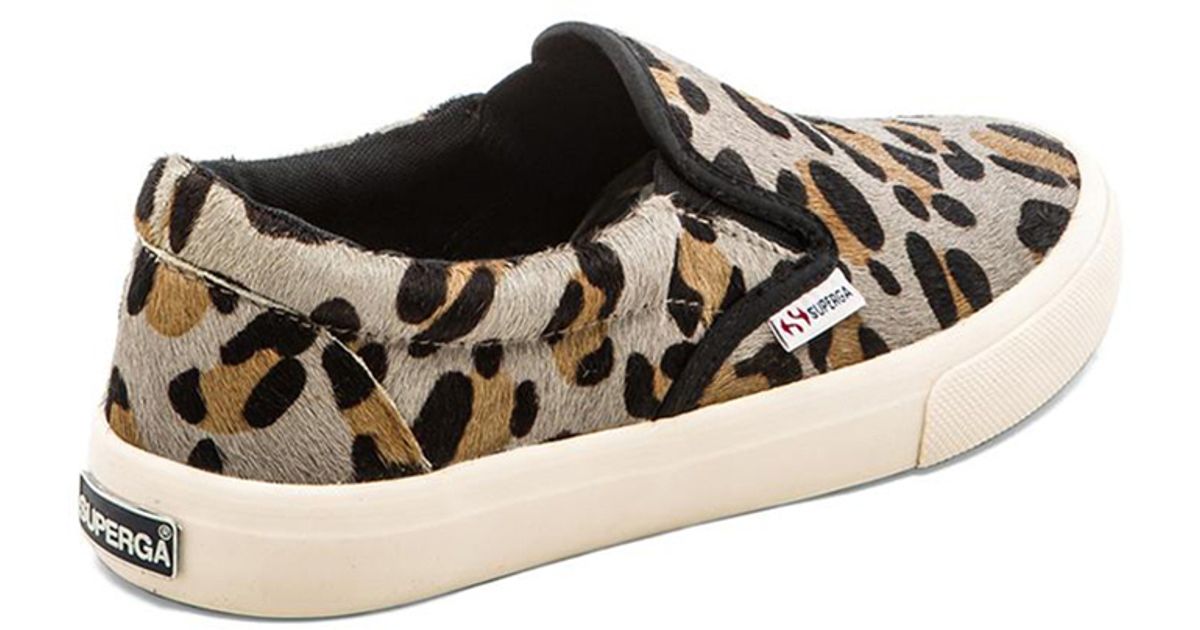 superga leopard haircalf slip on sneakers