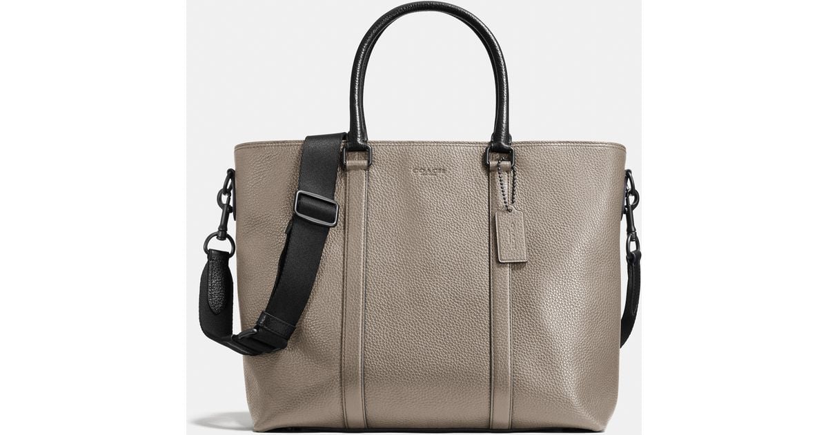 COACH Metropolitan Tote In Pebble Leather in Black for Men Lyst