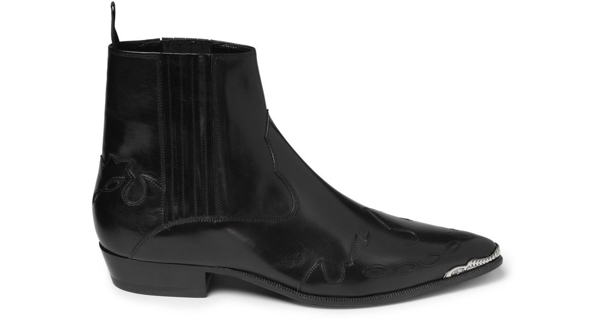 patterned chelsea boots