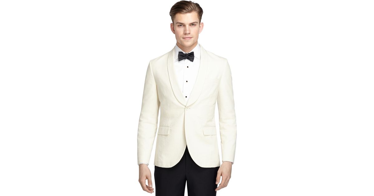 Brooks Brothers Cream Seersucker Dinner Jacket in White for Men | Lyst