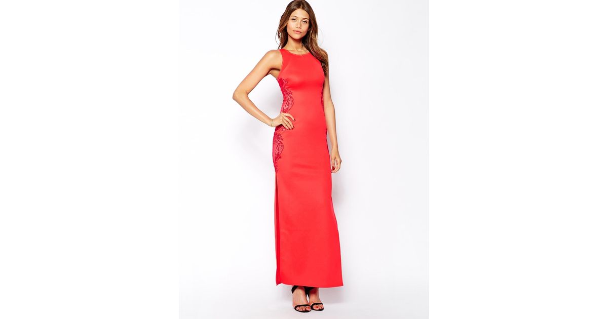 lipsy halter satin panel maxi dress