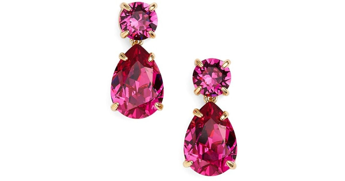Kate Spade New York Pink Crystal Drop Earrings Fuschia