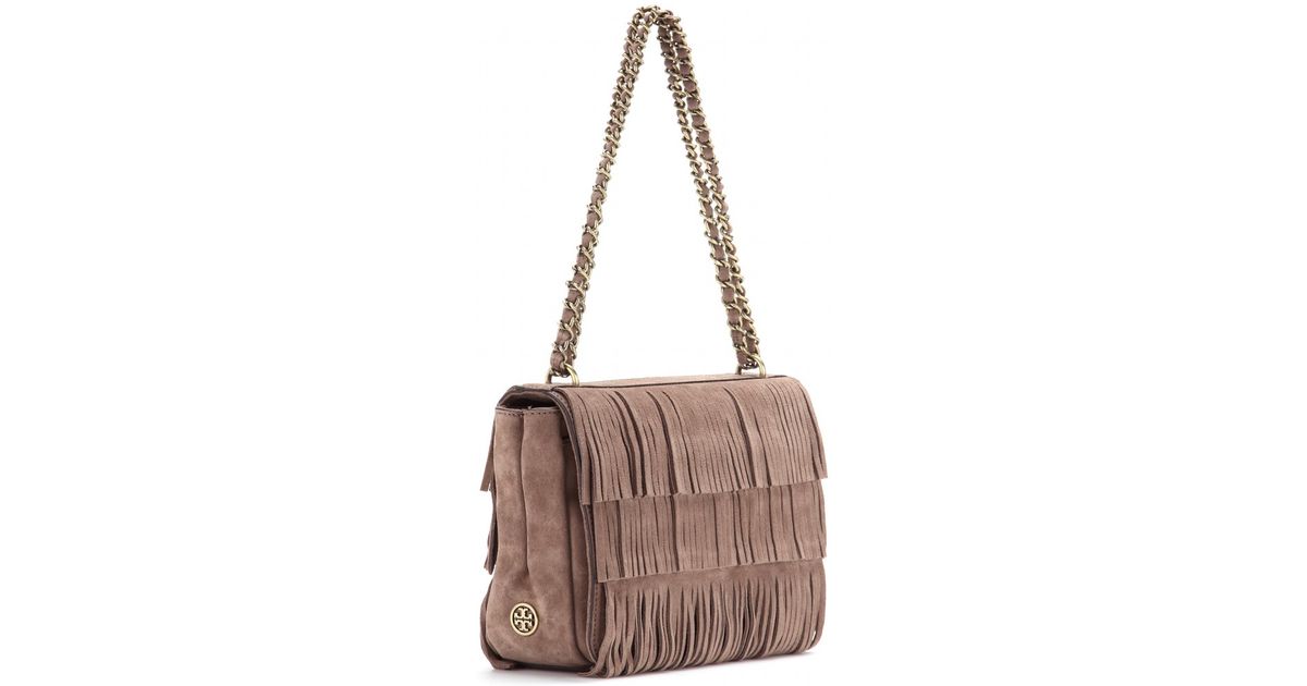 Tory Burch Brown Fringe Suede Shoulder Bag Lyst