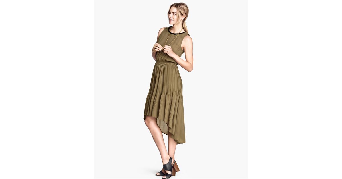 khaki chiffon dress