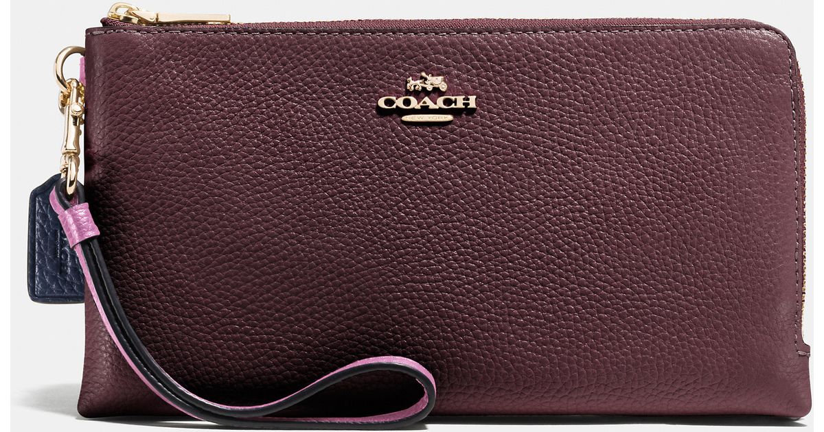 Coach double zip wallet in colorblock leather sales