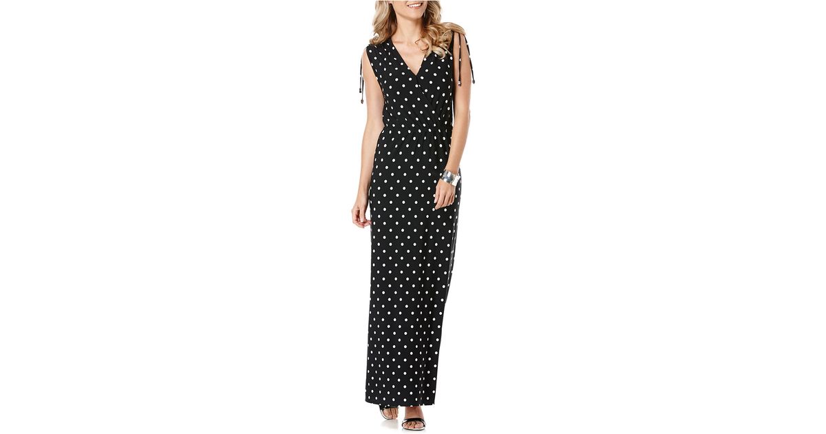 black and white polka dot maxi dress