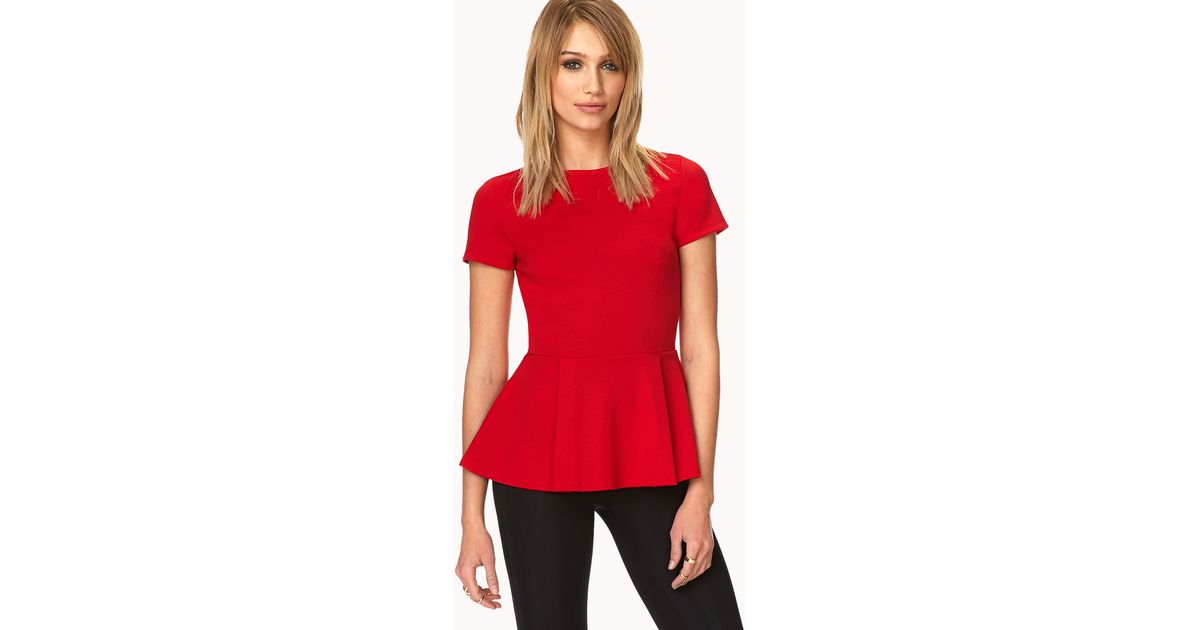 womens red peplum top