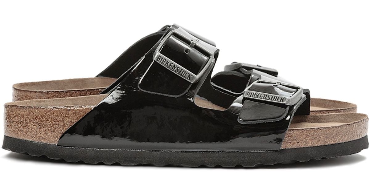 Birkenstock Arizona Patent-Leather Sandals in Black | Lyst