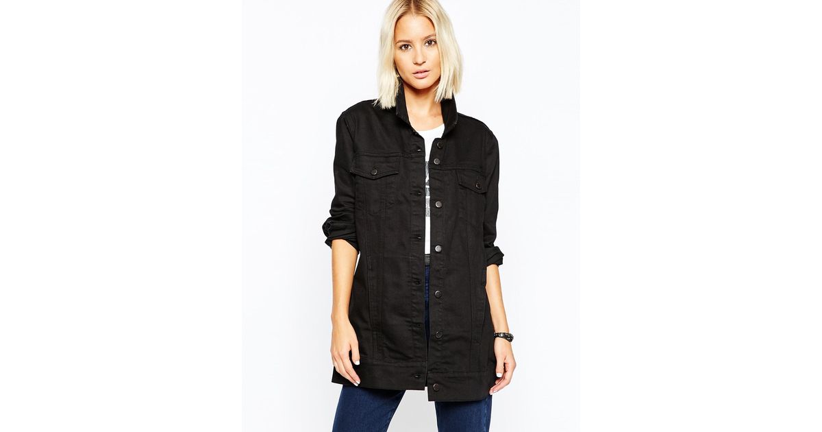 longline black denim jacket