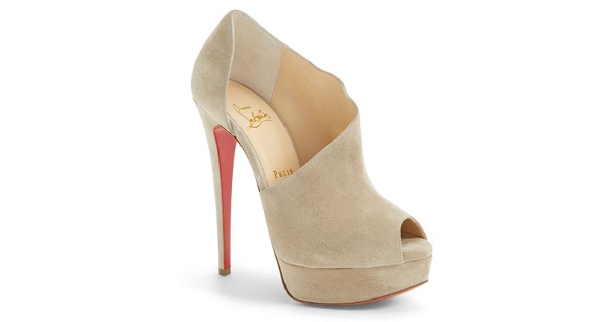 christian louboutin peep-toe pumps Grey suede cutouts | The Little ...  