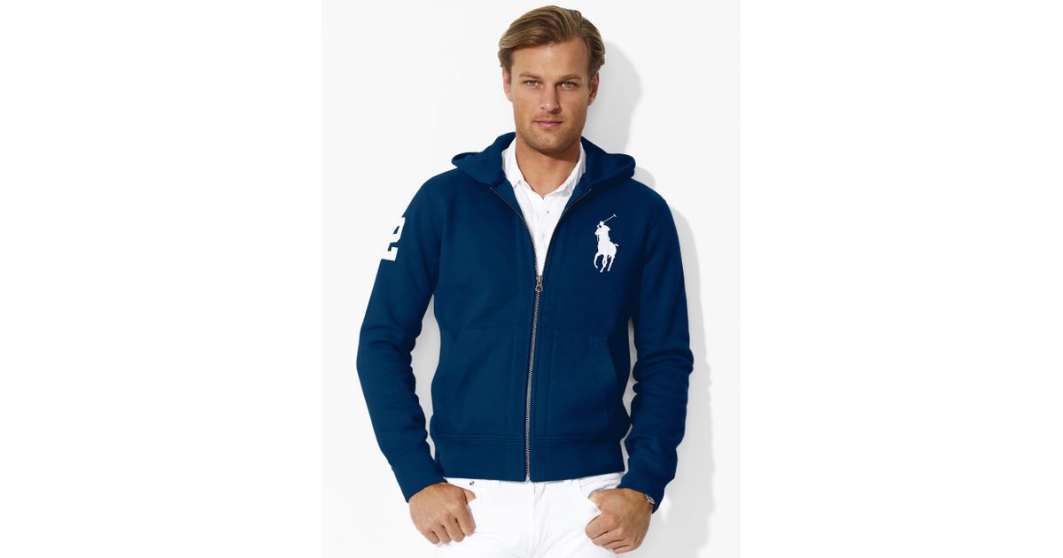 Polo Ralph Lauren Big Pony Fleece Hoodie in Blue for Men | Lyst