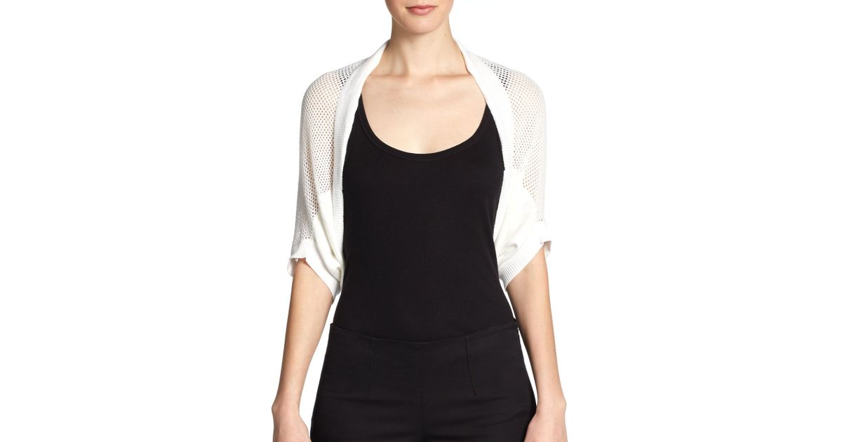 Lyst Dkny Mesh Linen Cotton Shrug in White