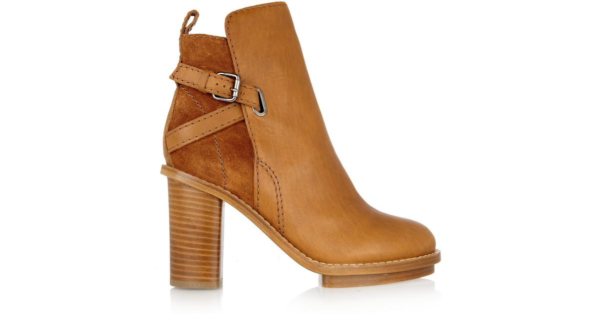 Acne Studios Cypress Leather And Suede Ankle Boots in Tan Stiefel Damen UGG Cypress Schwarz Leather
