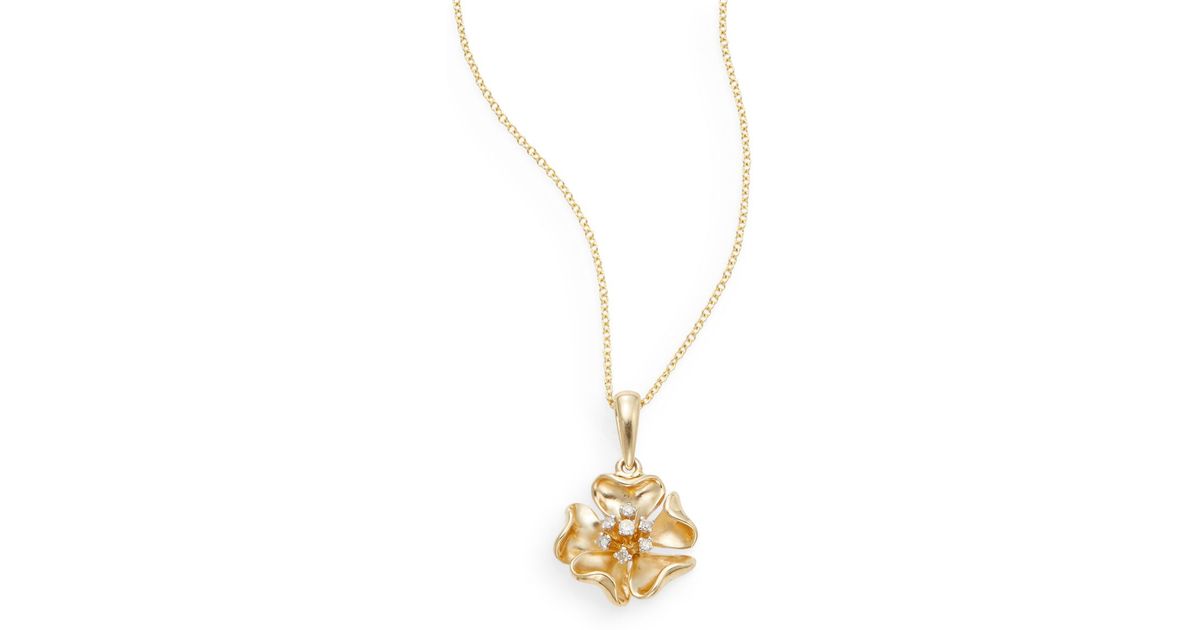 Effy Diamond 14k Yellow Gold Flower Pendant Necklace In Metallic Lyst - Gold Flower Pendant
