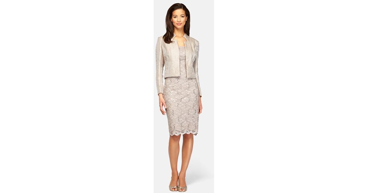 alex evenings sequined lace sheath dress and jacket