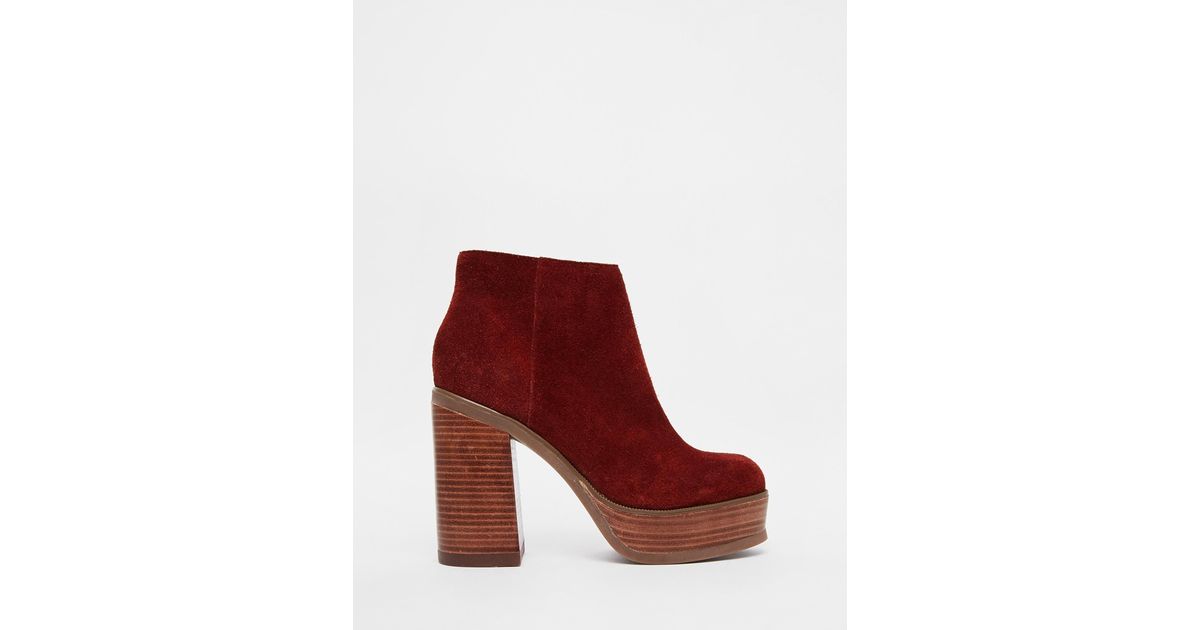 ASOS Expression 70s Suede Platform Ankle Boots in Brown | Lyst