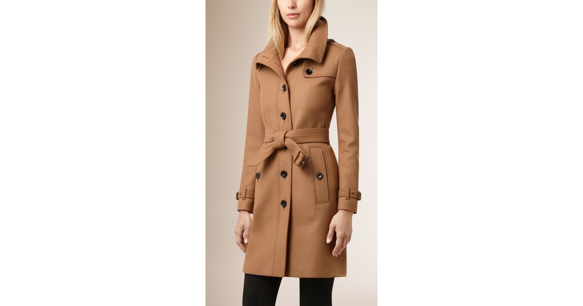 Burberry Virgin Wool Cashmere Blend Trench Coat in Brown | Lyst
