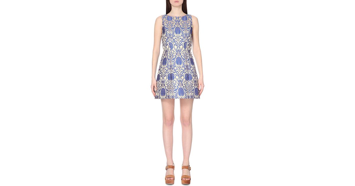 alice and olivia gold dress