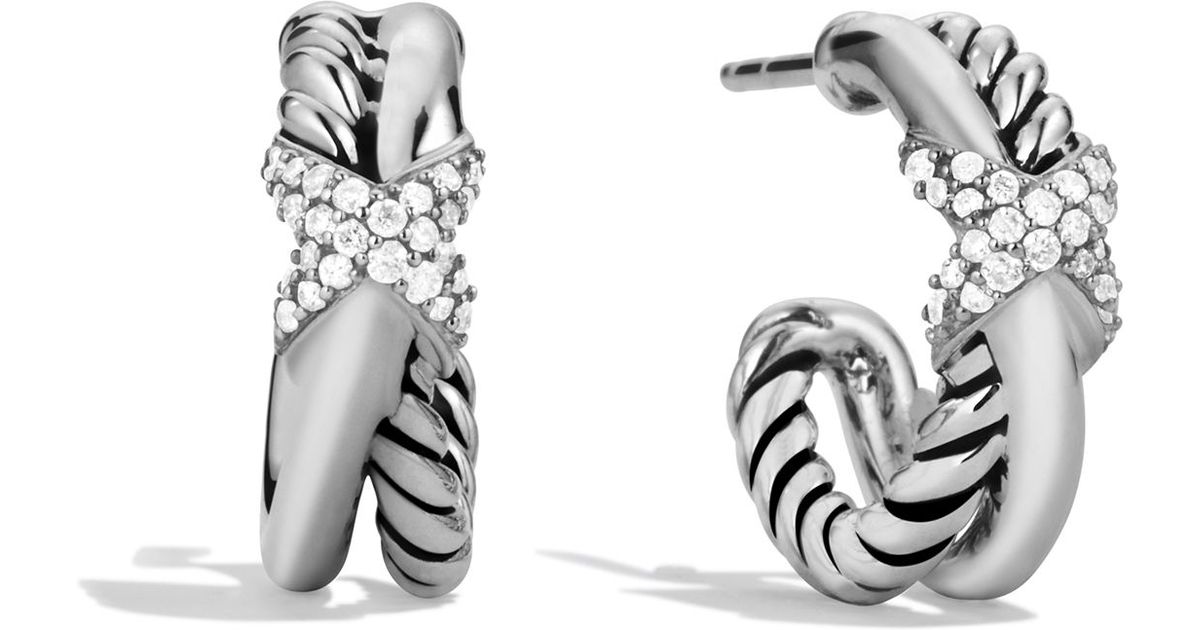 Lyst David Yurman Pee X Crossover Earrings With Diamonds In Lyst David Yurman Pee X Crossover Earrings With Diamonds In Metallic