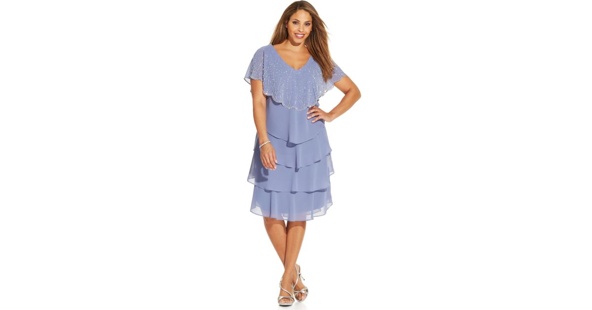 Tiered chiffon dress plus size shop