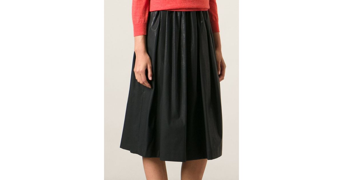 MSGM Faux Leather Full Skirt in Black - Lyst
