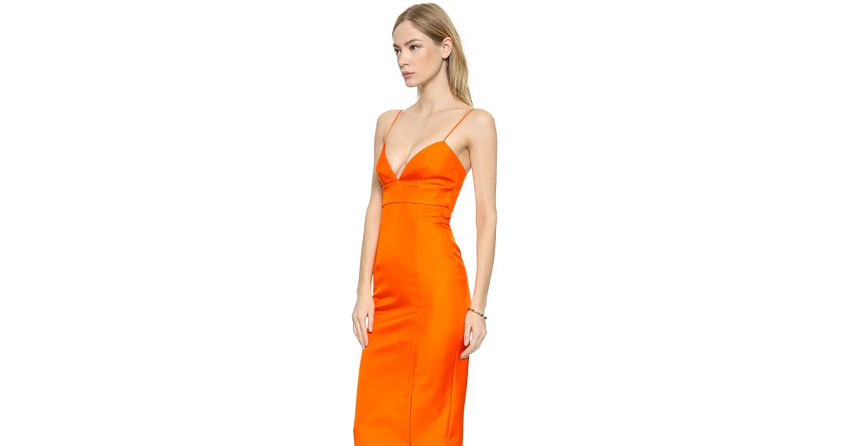 orange silk dress