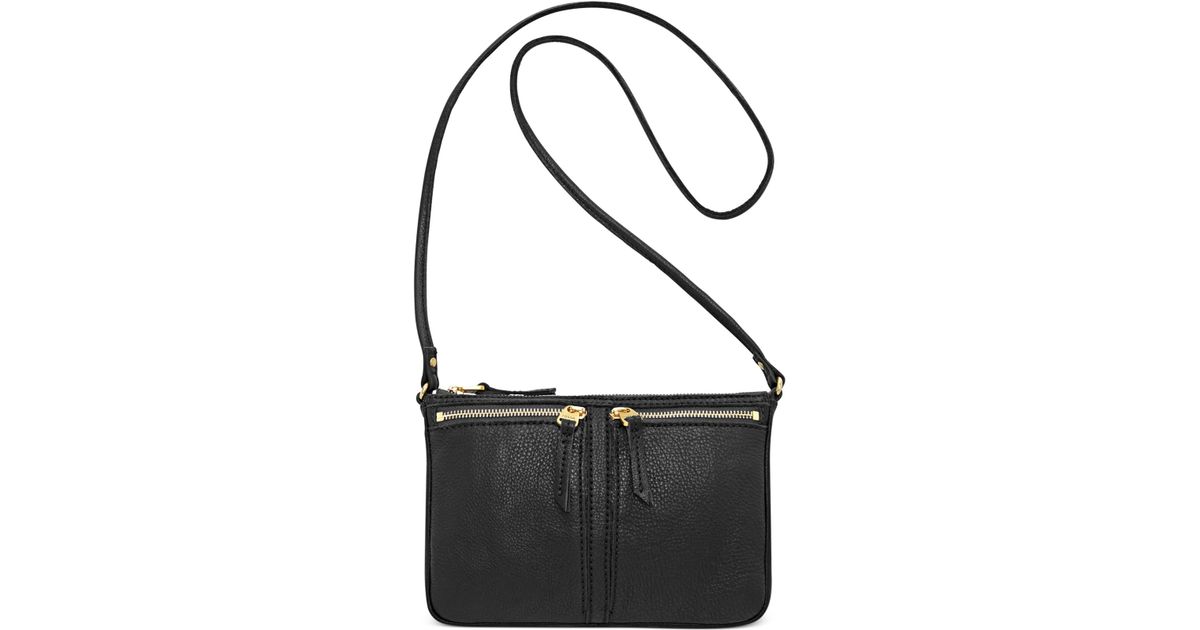 Fossil Erin Small Top Zip Crossbody in Black (Natural) | Lyst