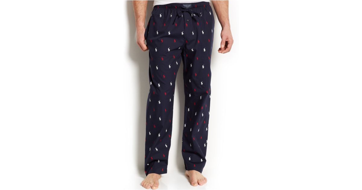 Polo Ralph Lauren Allover Pony Pajama Pants in Blue for Men | Lyst