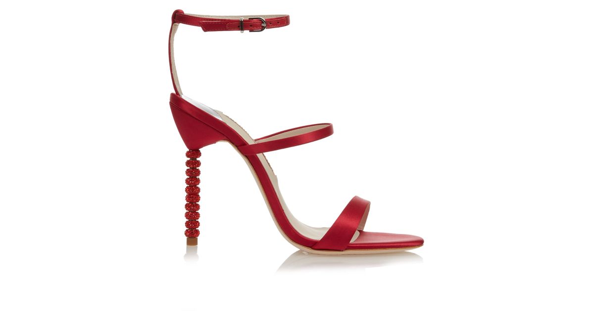 Sophia Webster Rosalind Crystal-Heel Satin Sandals in Red | Lyst Canada