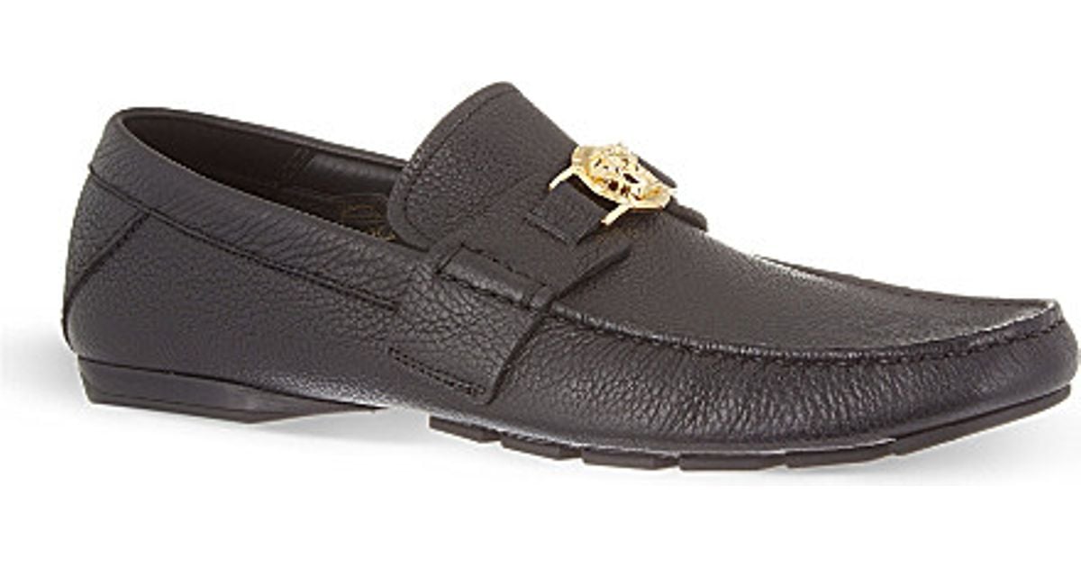 Versace Leather Medusa Penny Loafers 