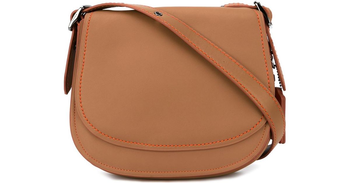 COACH Saddle Leather Cross Body Bag in Brown Lyst