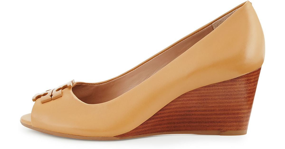 tory burch lowell peep toe wedge