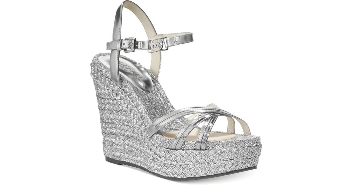Michael Kors Michael Cicely Ankle Strap Platform Wedge Sandals in Metallic  | Lyst
