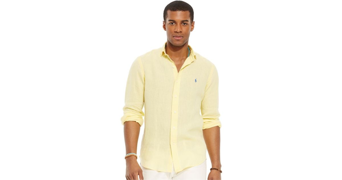 Polo Ralph Lauren Linen Sport Shirt in Yellow for Men | Lyst