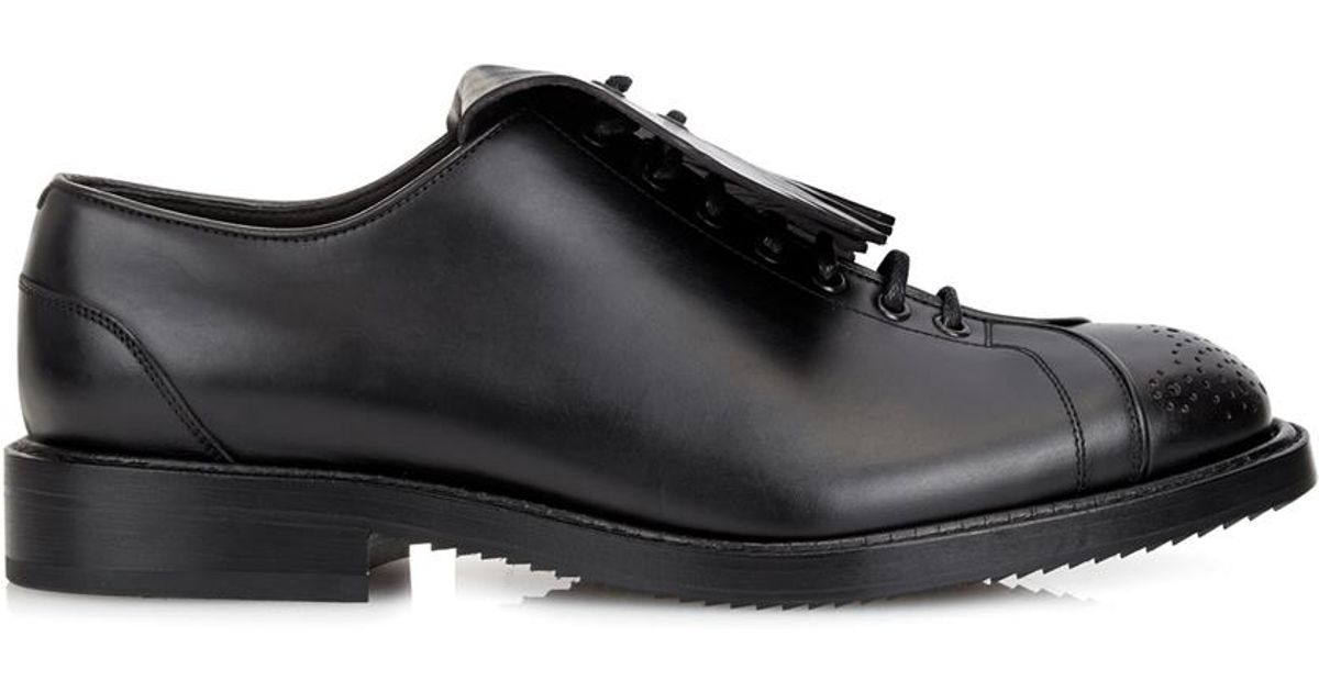 Cerruti 1881 FringedBuckle Leather Shoes in Black for Men Cerruti 1881 FringedBuckle Leather Shoes in Black for Men