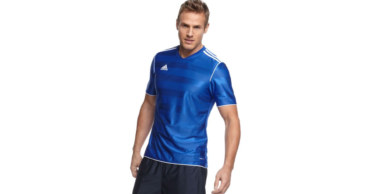 adidas T Shirt Tabela 11 Climalite Soccer Jersey in White (Blue ...