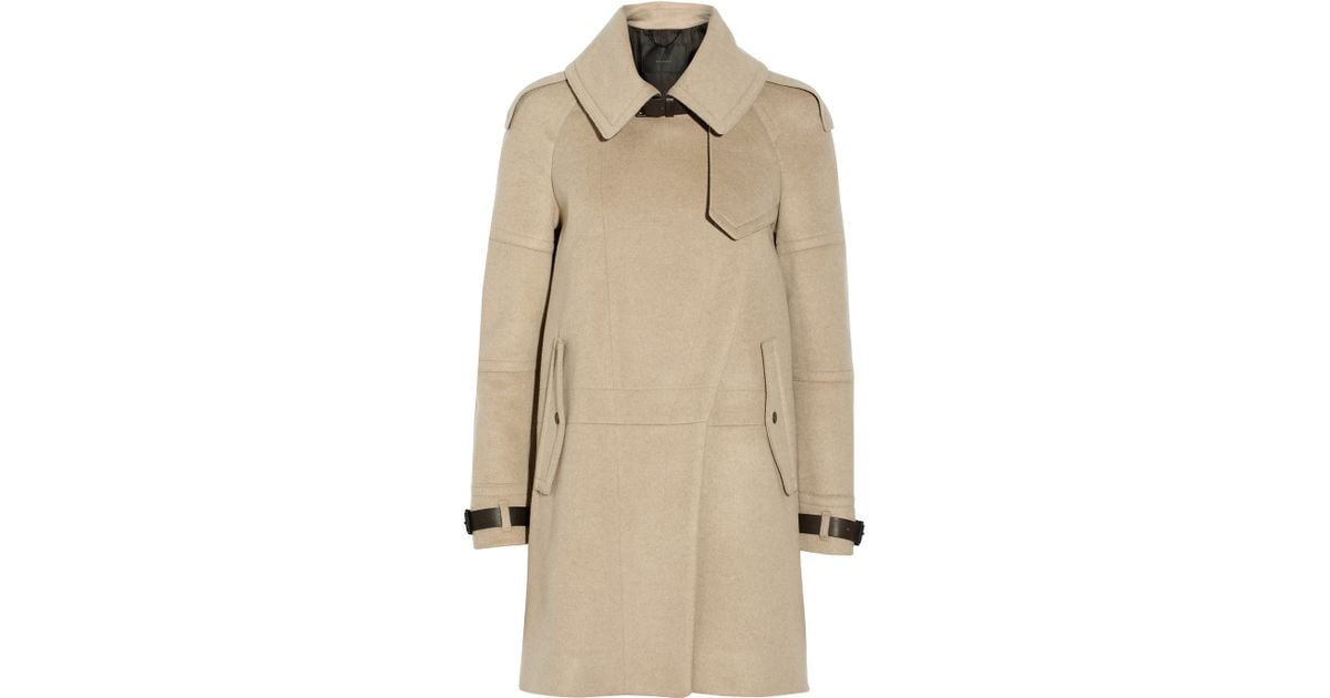 Lyst - Belstaff Farlow Leather-Trimmed Wool And Cashmere-Blend Trench ...